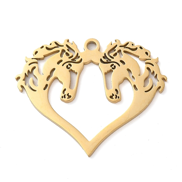 

PandaHall 304 Stainless Steel Pendants, Heart with Horse Charms, Golden, 29x35x1.5mm, Hole: 2mm 304 Stainless Steel Heart