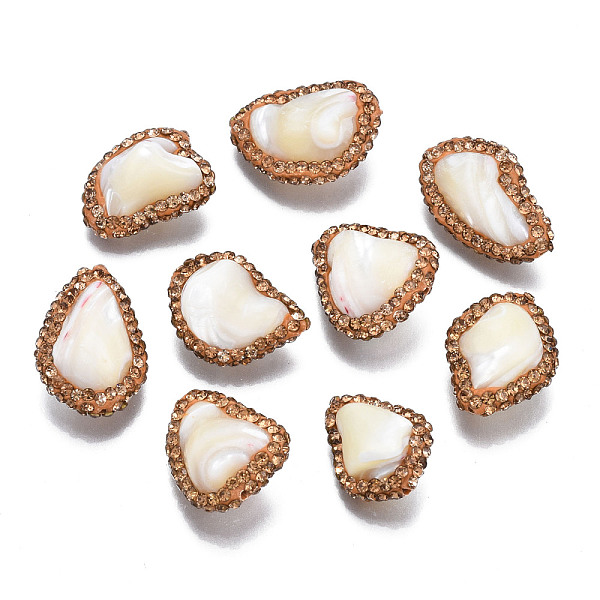 

PandaHall Natural Trochid Shell/Trochus Shell Beads, with Polymer Clay Rhinestone, Twist Oval, Chocolate, White, PP13(1.9~2mm)...