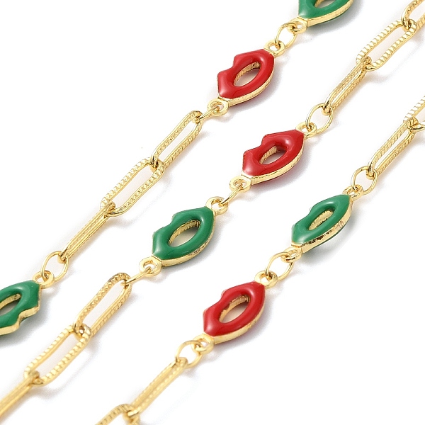 

PandaHall Handmade Enamel Lip Link Chains, Real 18K Gold Plated Brass Rectangle Link Chains, Soldered, with Spool, Cadmium Free & Lead Free...