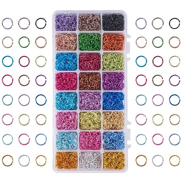 

PandaHall 1 Box (about 2640 pcs) Colorful Aluminum Wire Open Jump Rings For Jewellery Making Accessories,Mixed Color, 8x1mm, 6mm inner..., Multicolor