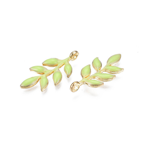 

PandaHall Rack Plating Alloy Pendants, with Enamel, Cadmium Free & Lead Free, Leaf, Light Green, 24.5x11.5x4mm, Hole: 1.5mm Alloy+Enamel...