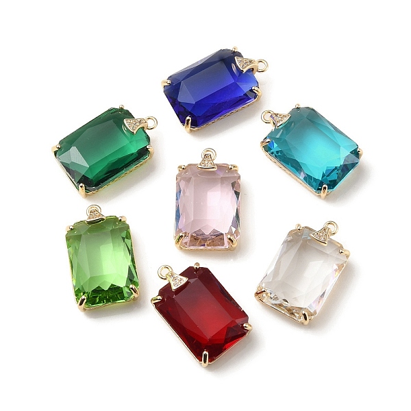 

PandaHall Brass with K9 Glass & Rhinestone Pendants, Light Gold, Rectangle Charms, Mixed Color, 22x13.5x8mm, Hole: 1.5mm K9 Glass Rectangle..., Multicolor