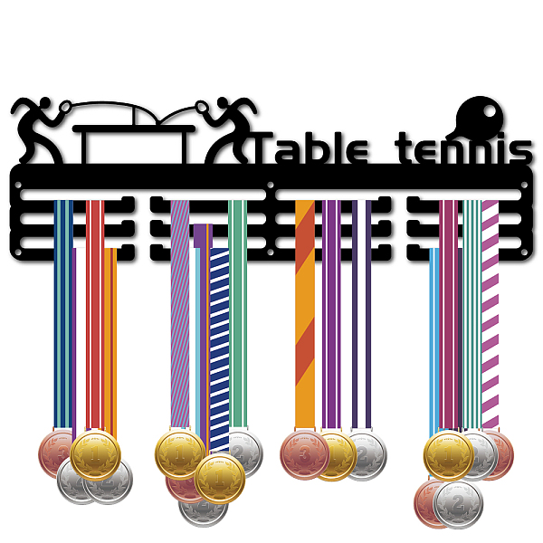 

PandaHall CREATCABIN Table Tennis Medal Holder Hanger Medal Rack Organizer Metal Shelf Medal Holder Stand Frame Hanging Wall Mounted with 12..., Black