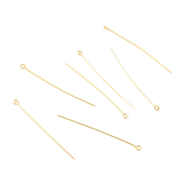 

PandaHall Brass Eye Pins, Real 18K Gold Plated, 51x3x0.7mm, Hole: 1.5mm Brass