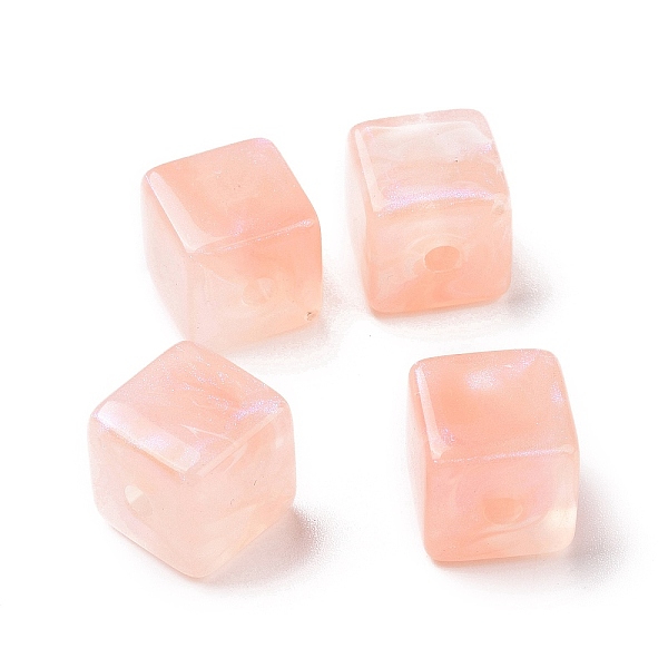 

PandaHall Opaque Acrylic Beads, Glitter Beads, Cube, Light Salmon, 13x13.5x13.5mm, Hole: 3mm, 180pcs/500g Acrylic Cube