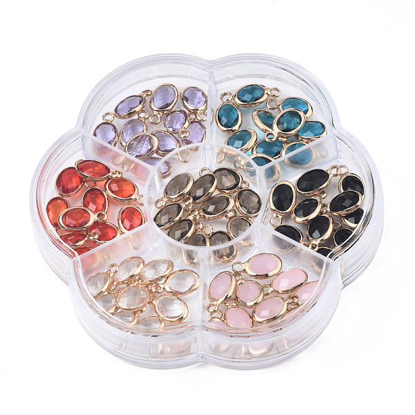 

PandaHall K9 Glass Charms, with Light Gold Plated Brass Findings, Oval, Faceted, Mixed Color, 11.5x6.5x3mm, Hole: 1.8mm K9 Glass Oval..., Multicolor