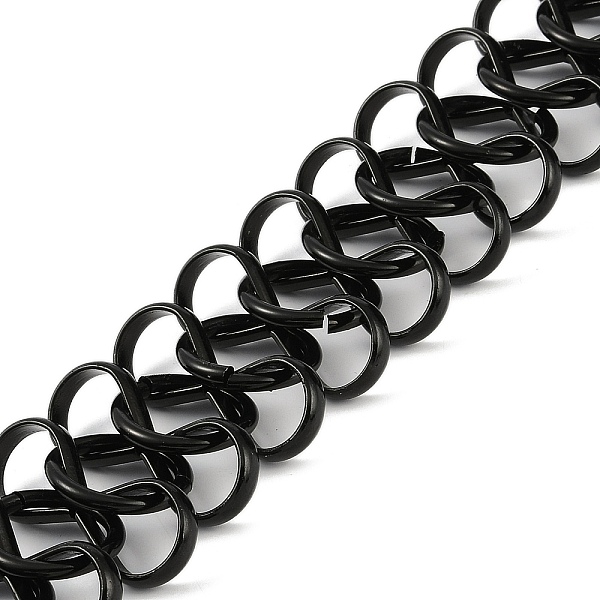

PandaHall Rack Plating Aluminium Chain, Black, 39x16.2x4.2mm, about 6.56 Feet(2m)/Roll Aluminum