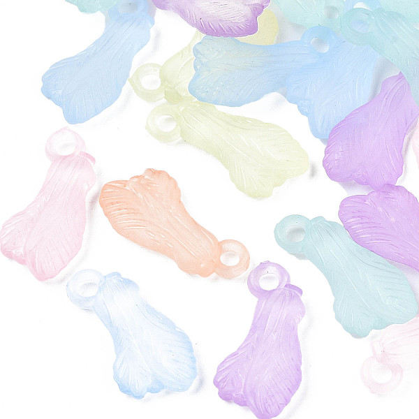 

PandaHall Transparent Acrylic Pendants, Frosted, Leaf, Mixed Color, 24x11.5x4mm, Hole: 3mm, about 1040pcs/500g Acrylic Leaf Multicolor