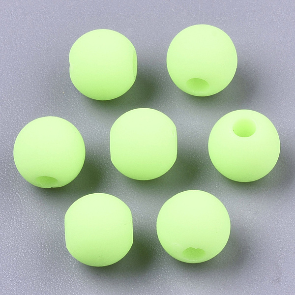

PandaHall Frosted Acrylic Beads, Round, Green Yellow, 6x5.5mm, Hole: 1.8mm, about 4430pcs/500g Acrylic Round Green
