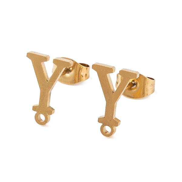 

PandaHall Ion Plating(IP) 304 Stainless Steel Stud Earrings, for Women, Letter Y, 11.5x7.5mm, Hole: 1mm, Pin: 0.7mm 304 Stainless Steel...