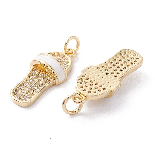 

PandaHall Brass Micro Pave Clear Cubic Zirconia Pendants, with Enamel & Jump Ring, Long-Lasting Plated, Slipper, Real 18K Gold Plated, Clear...