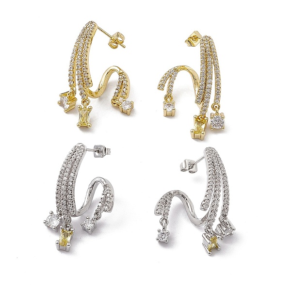 

PandaHall Cubic Zirconia Twist with Glass Rectangle Dangle Stud Earrings, Rack Plating Brass Jewelry for Women, Cadmium Free & Nickel Free &..., Multicolor