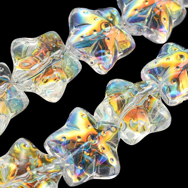 

PandaHall AB Color Plated Electroplate Transparent Glass Beads Strands, Starfish, Clear AB, 16.5x17.5x11.5mm, Hole: 1.4mm, about..., White