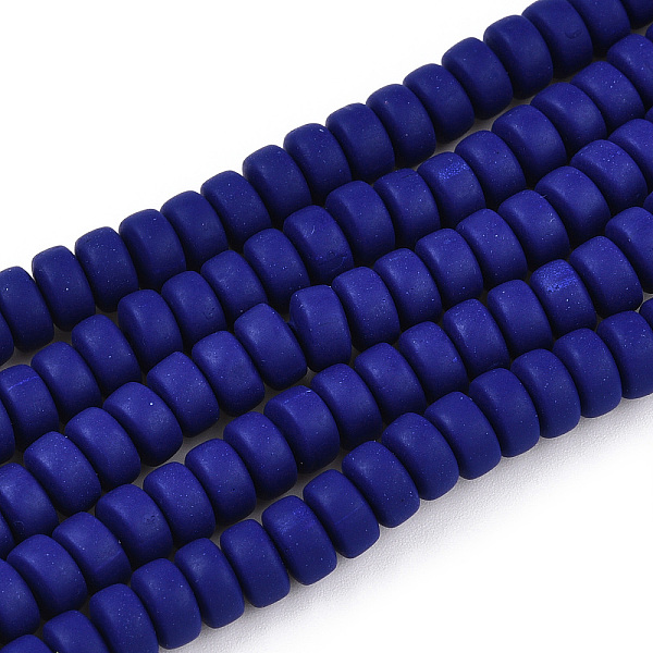 PandaHall Handmade Polymer Clay Beads Strands, for DIY Jewelry Crafts Supplies, Flat Round, Dark Blue, 6~7x3mm, Hole: 1.5mm, about...