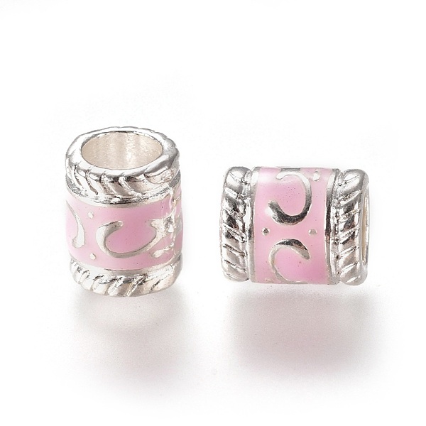 

PandaHall Enamel Alloy European Beads, Cadmium Free & Lead Free, Large Hole Column Beads, Silver Plated, Lilac, Lilac, 8.5x7mm, Hole: 5mm..., Purple