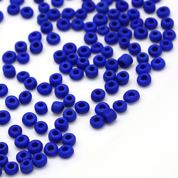 PandaHall Frosted Opaque Glass Seed Beads, Round, Blue, 2x1~2mm, Hole: 0.5mm, about 30000pcs/bag, 440~450g/bag Glass Blue
