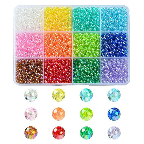 

PandaHall 2400Pcs 12 Colors Eco-Friendly Transparent Acrylic Beads, Round, Mixed Color, 4mm, Hole: 1.5mm, 200pcs/color Acrylic Round..., Multicolor