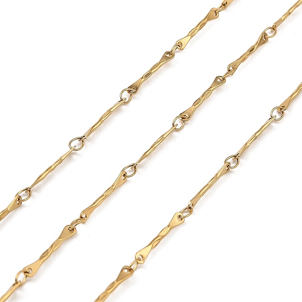 

PandaHall Ion Plating(IP) 304 Stainless Steel Bone Link Chains, Soldered, Textured, with Spool, Golden, 14.5x1x1mm, Ring: 2mm, about...