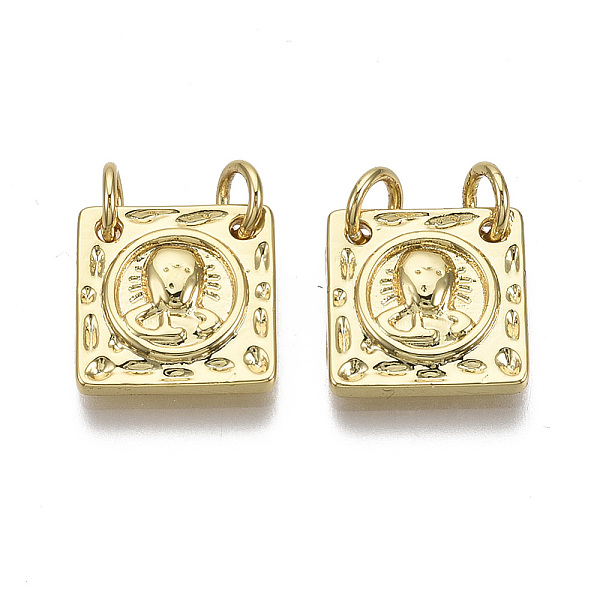 

PandaHall Brass Charms, with Jump Ring, Nickel Free, Square, Religion, Real 18K Gold Plated, 12x12x2mm, Hole: 3mm Brass Square