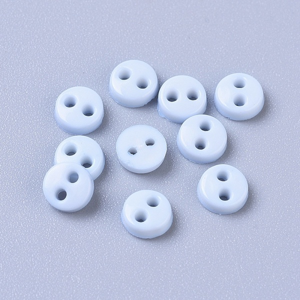 

PandaHall Nylon Tiny Button, Micro Buttons, Sewing Buttons, 2-Hole, Light Sky Blue, 4.5x1.5mm, Hole: 0.8mm Nylon Round