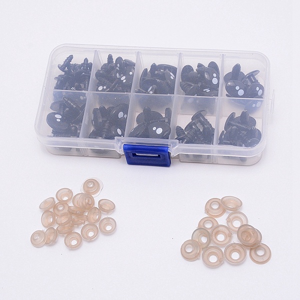 

PandaHall Plastic Rivets Screws, with Rubber Rings and Plastic Box, Black, 16x12mm, 7x9mm, 8x10mm, 9~9.5x12~13mm, 9.5~10x13mm, 100pcs/box...