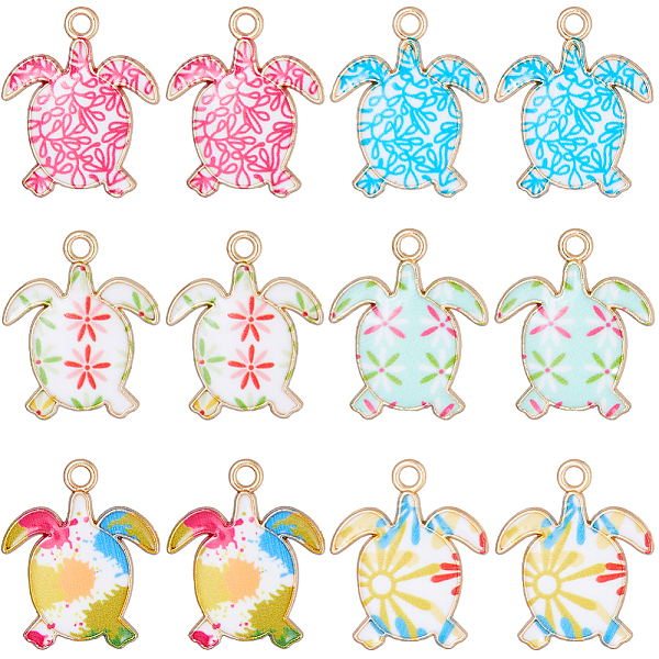 

PandaHall SUNNYCLUE 36Pcs 6 Style Alloy Enamel Pendants, Light Gold, Tortoise Charm, Mixed Color, 21.5x18x1.5mm, Hole: 1.8mm, 6pcs/style..., Multicolor