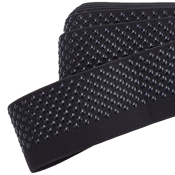 

PandaHall BENECREAT 6.5 Yards Non-Slip Silicone Elastic Gripper Band, 2inch Wide Black Polyester Eastic Tape Dot Silicone Backed Gripper for...