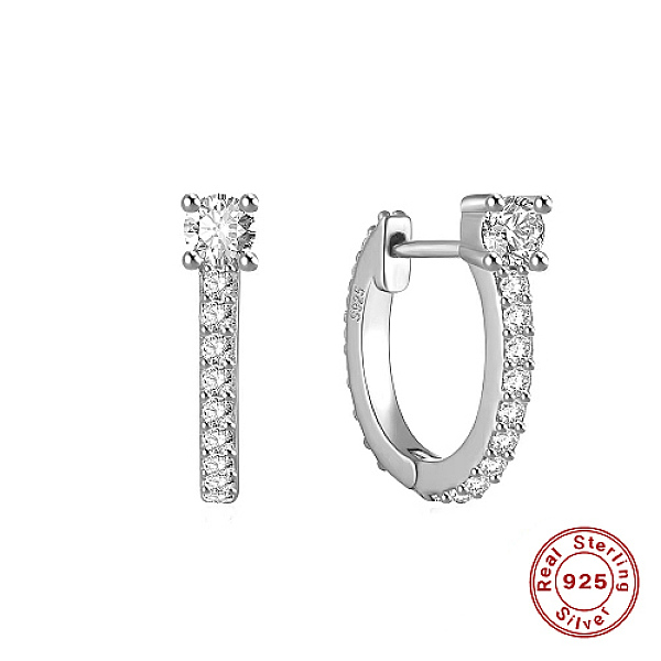 

PandaHall Rhodium Plated 925 Sterling Silver Micro Pave Cubic Zirconia Hoop Earrings, with S925 Stamp, Platinum, 12x1.5~4mm Sterling Silver..., Clear