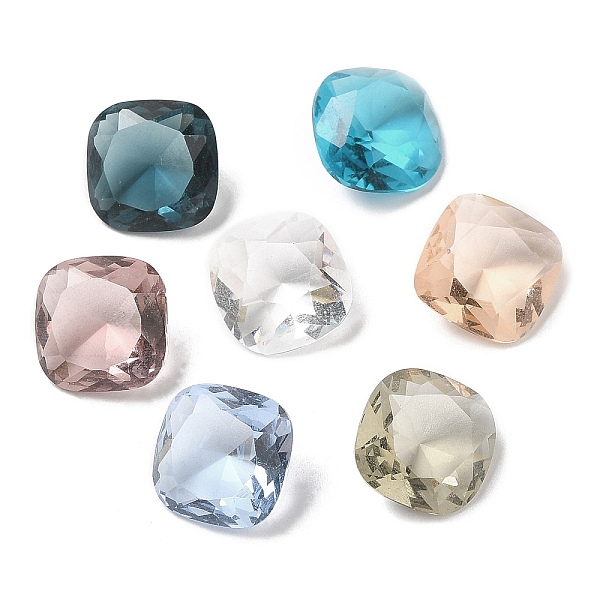 

PandaHall Pointed Back Glass Rhinestone Cabochons, Faceted, Square, Mixed Color, 12x12x6~6.5mm Glass Rhinestone Square Multicolor