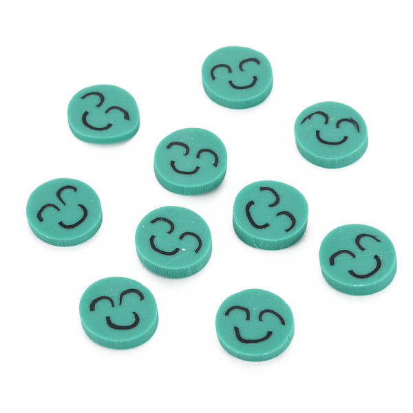 

PandaHall Handmade Polymer Clay Cabochons, Flat Round with Expression, Light Sea Green, 9~10x1~2mm, about 5000pcs/1000g Polymer Clay Flat...