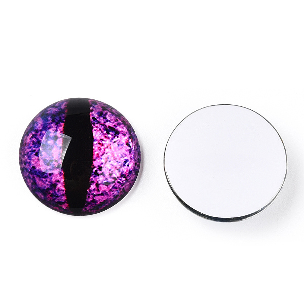 

PandaHall Glass Cabochons, Half Round with Evil Eye, Vertical Pupil, Orchid, 20x6.5mm Glass Half Round Purple