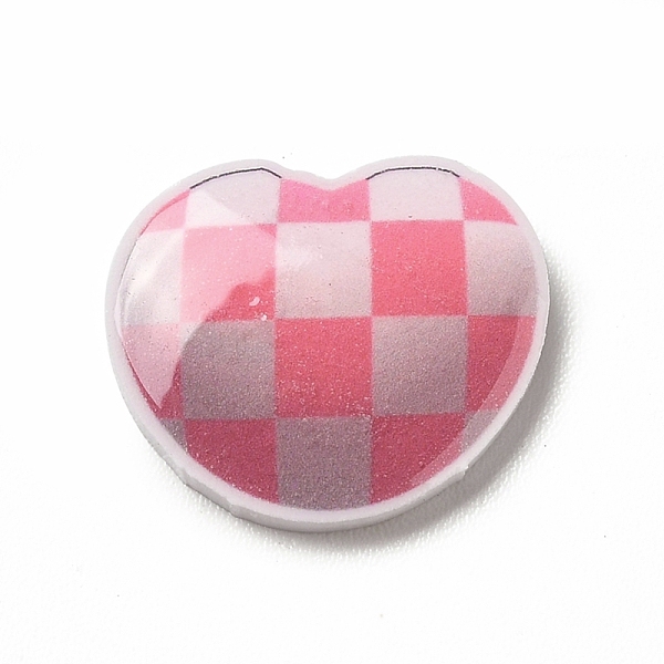 

PandaHall Opaque Acrylic Cabochons, Heart with Tartan, 12x14x2.5mm Acrylic Heart Red