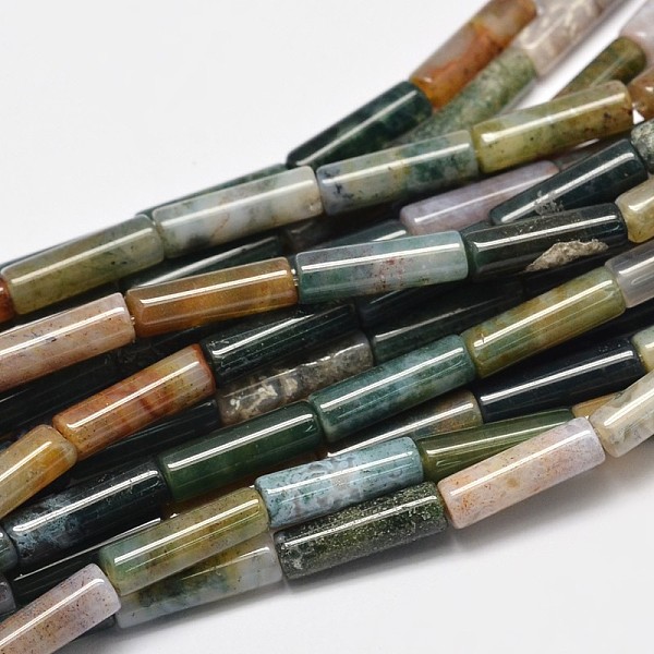

PandaHall Column Natural Indian Agate Bead Strands, 13~14x4mm, Hole: 1.2mm, about 29pcs/strand, 15.3 inch Indian Agate Column