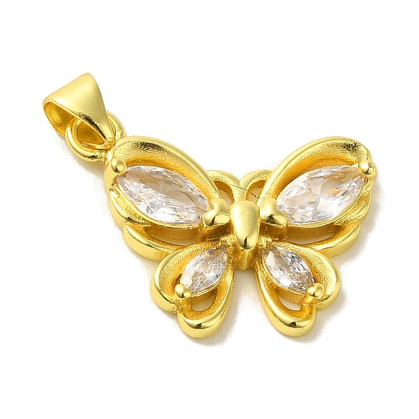 

PandaHall Brass with Glass Pendants, Real 18K Gold Plated, Butterfly, Clear, 23x20x4mm, Hole: 5x3.5mm Brass+Glass Butterfly Clear