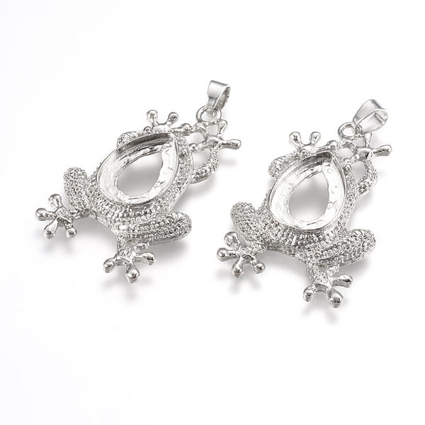 

PandaHall Alloy Pendant Cabochon Open Back Settings, Frog, Platinum, Teardrop Tray: 18x13mm, 46x29x6mm, Hole: 5x6mm Alloy Frog