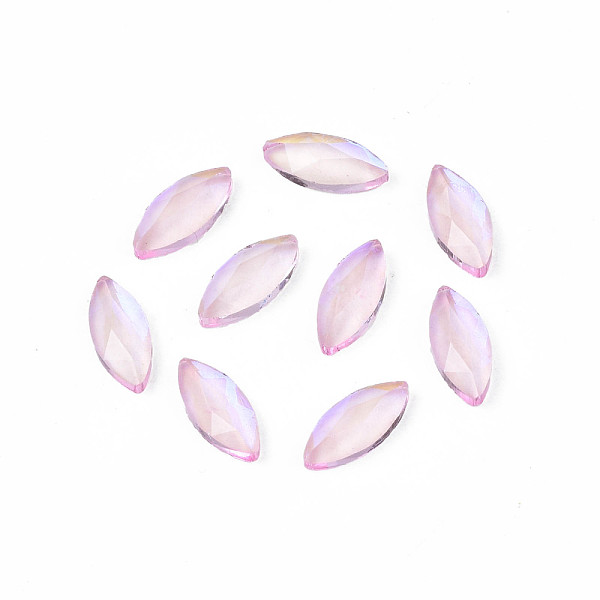 

PandaHall Glass Rhinestone Cabochons, Nail Art Decoration Accessories, Faceted, Horse Eye, Pink, 8x3.5x1.5mm Glass Horse Eye Pink