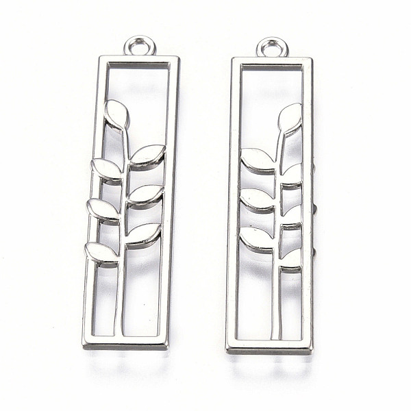 

PandaHall Rack Plating Alloy Pendants, Cadmium Free & Lead Free, Hollow, Rectangle with Flower, Platinum, 34x8x1mm, Hole: 1.5mm Alloy...