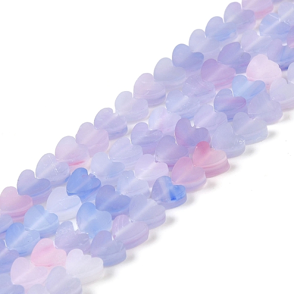 

PandaHall Handmade Lampwork Beads Strands, Heart, Lilac, 6x6x2~2.5mm, Hole: 1mm, about 77pcs/strand, 15.75''~16.14''(40~41cm) Lampwork Heart..., Purple