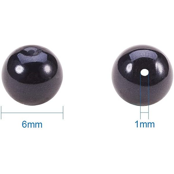 

PandaHall 400 pcs Pearlized Glass Pearl Round Beads for Jewelry Making, Dyed, Black Color, 6mm, Hole: 1mm Glass Round Black