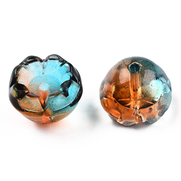 

PandaHall Transparent Spray Painted Glass Beads, Two Tone, Flower, Coral, 9x13x13mm, Hole: 1.6mm Glass Flower Red