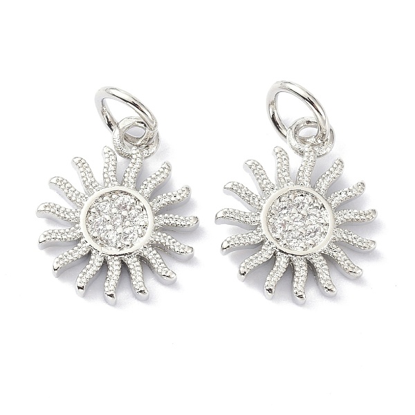 

PandaHall Brass Cubic Zirconia Charms, with Jump Ring, Long-Lasting Plated, Lead Free & Cadmium Free, Sun, Real Platinum Plated, 13x11x1.8mm..., Clear