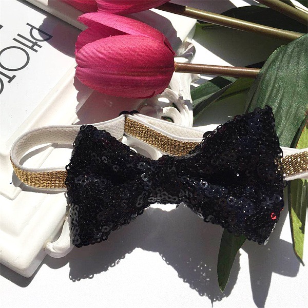 

PandaHall Adjustable Cat Dog Bowknot Collars, Sequin/Paillette Beaded Pet's Bow Tie, Pet Bowknot Necktie, Black, 190~350mm Cloth Black