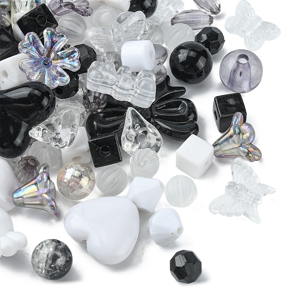 

PandaHall Opaque & Transparent Acrylic Beads, Mixed Shapes, Black, 7.5~33x7.5~43.5x4.5~16mm, Hole: 1.2~4mm, about 50g/bag Acrylic Mixed...