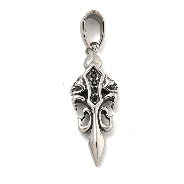 

PandaHall 316 Surgical Stainless Steel Pendants, with Rhinestone, Sword Charm, Antique Silver, 32.5x13x4.5mm, Hole: 4.5x8.5mm Stainless...