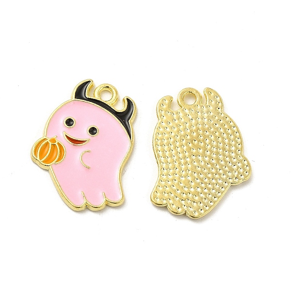 

PandaHall Alloy Enamel Pendants, Ghost Charm, Golden, Pink, 21x17x1.5mm, Hole: 1.8mm Alloy+Enamel Ghost Pink