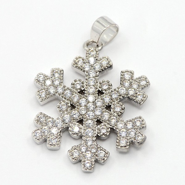 

PandaHall CZ Christmas Jewelry Brass Micro Pave Cubic Zirconia Snowflake Pendants, Platinum, 23x18x2mm, Hole: 3mm Brass+Cubic Zirconia..., Clear
