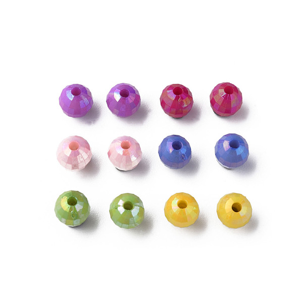 

PandaHall Opaque Acrylic Beads, AB Color, Faceted Round, Mixed Color, 6x5.5mm, Hole: 1.5mm, about 4800pcs/500g Acrylic Round Multicolor