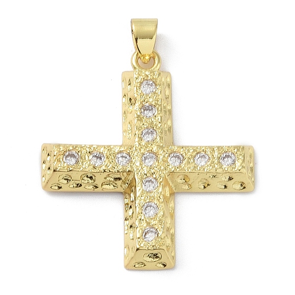 

PandaHall Rack Plating Brass Micro Pave Cubic Zirconia Pendants, Long-Lasting Plated, Lead Free & Cadmium Free, Cross, Real 18K Gold Plated..., Clear