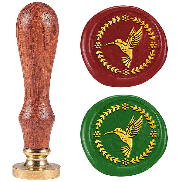 

PandaHall 1" Hummingbird Wreath Wax Seal Stamp Retro Sealing Stamps Removable Brass Head Seal Stamp with Wooden Handle Sealing Wax for...