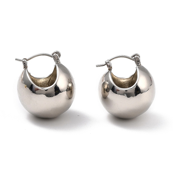 

PandaHall Brass Hoop Earrings, Long-Lasting Plated, Hollow Round, Platinum, 21.2x19.3x20.5mm, Pin: 0.7mm Brass Round